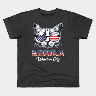 Meowica Patriot Whisker City Cat Kids T-Shirt